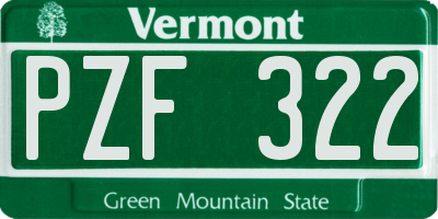 VT license plate PZF322