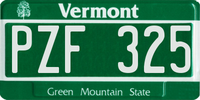 VT license plate PZF325