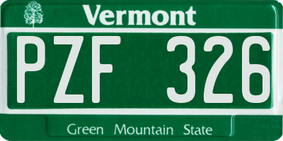 VT license plate PZF326