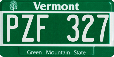 VT license plate PZF327