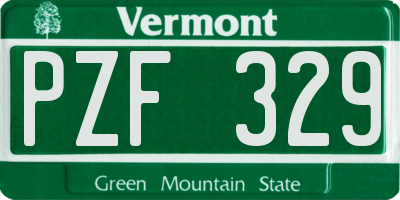 VT license plate PZF329