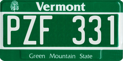 VT license plate PZF331