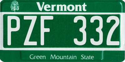 VT license plate PZF332