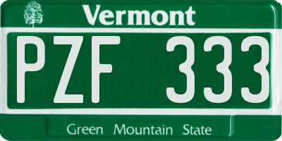VT license plate PZF333