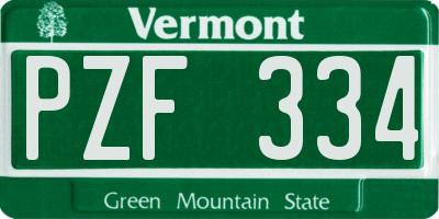 VT license plate PZF334