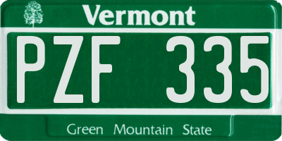 VT license plate PZF335