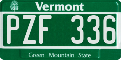 VT license plate PZF336