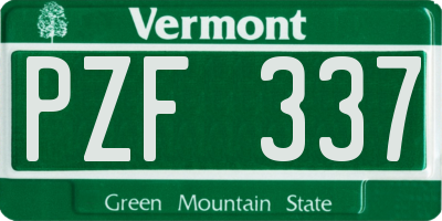 VT license plate PZF337