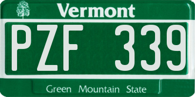 VT license plate PZF339