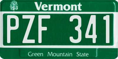 VT license plate PZF341
