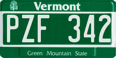 VT license plate PZF342