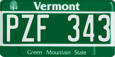 VT license plate PZF343