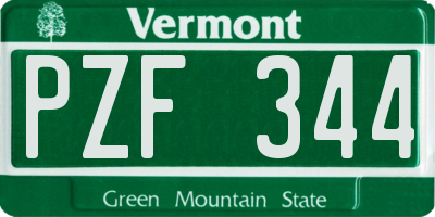VT license plate PZF344