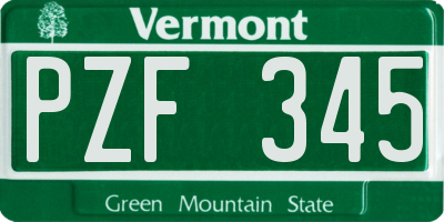 VT license plate PZF345