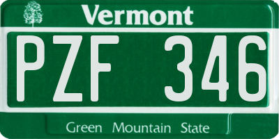 VT license plate PZF346