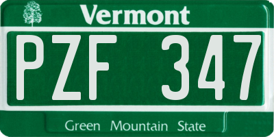 VT license plate PZF347