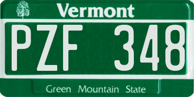 VT license plate PZF348
