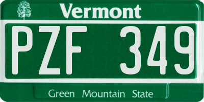 VT license plate PZF349