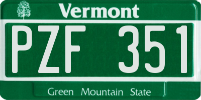 VT license plate PZF351