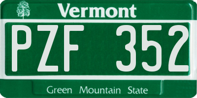 VT license plate PZF352
