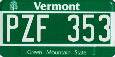 VT license plate PZF353