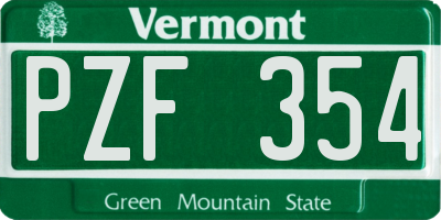 VT license plate PZF354