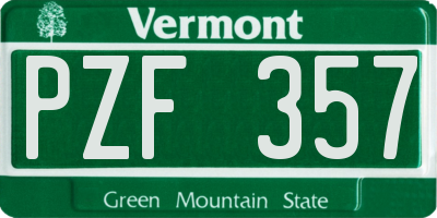 VT license plate PZF357