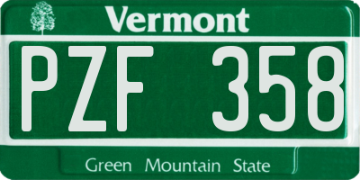 VT license plate PZF358