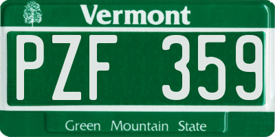 VT license plate PZF359