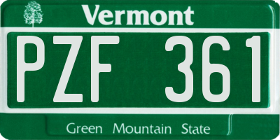VT license plate PZF361