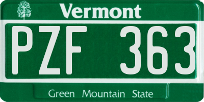 VT license plate PZF363