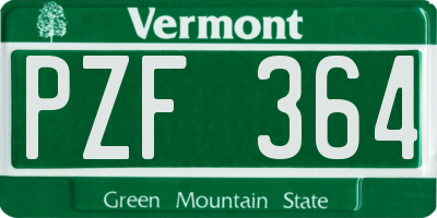 VT license plate PZF364