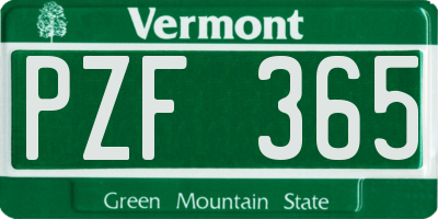 VT license plate PZF365