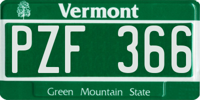 VT license plate PZF366