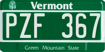 VT license plate PZF367