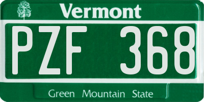 VT license plate PZF368