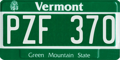 VT license plate PZF370