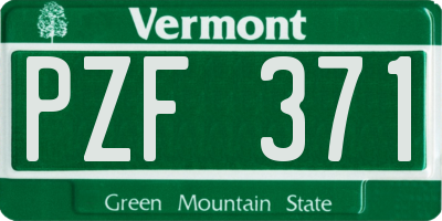 VT license plate PZF371