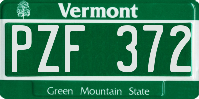 VT license plate PZF372