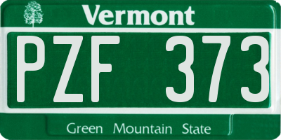 VT license plate PZF373