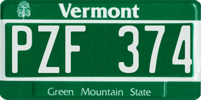 VT license plate PZF374