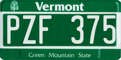 VT license plate PZF375