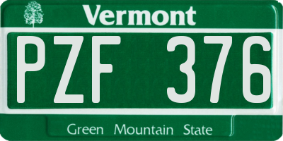 VT license plate PZF376