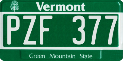 VT license plate PZF377
