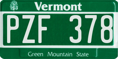 VT license plate PZF378