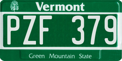 VT license plate PZF379
