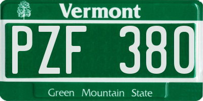 VT license plate PZF380