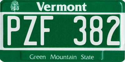 VT license plate PZF382
