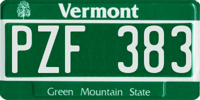 VT license plate PZF383