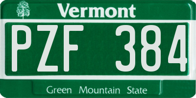 VT license plate PZF384